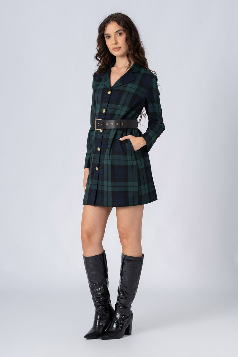 Shirt style checked short dress - Dress DAEAX