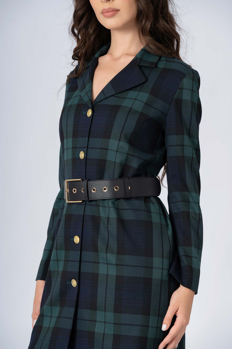 Shirt style checked short dress - Dress DAEAX
