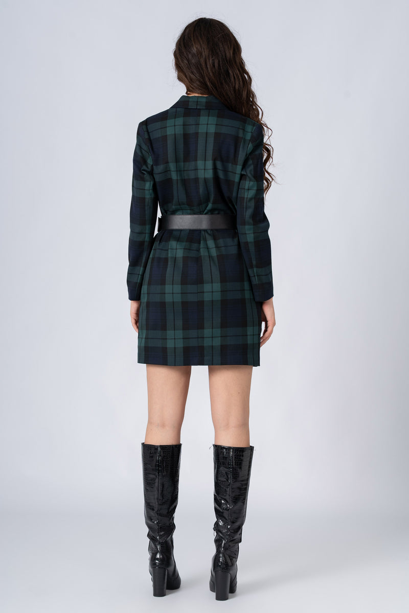 Shirt style checked short dress - Dress DAEAX