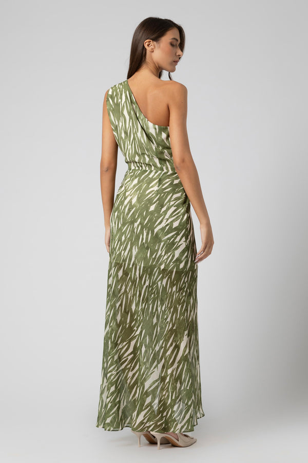 Abito monospalla con stampa foliage - Abito AWATX