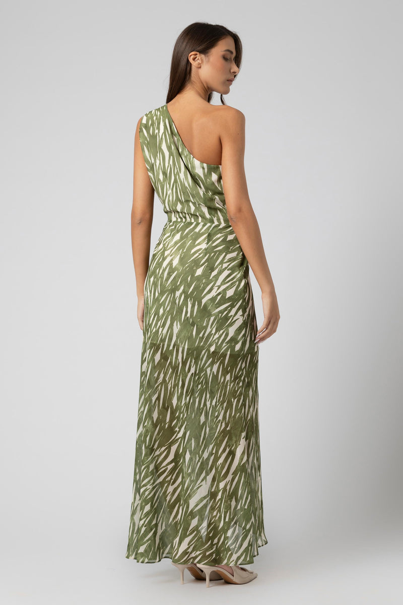 Robe asymétrique à une épaule imprimé feuillage - Robe AWATX