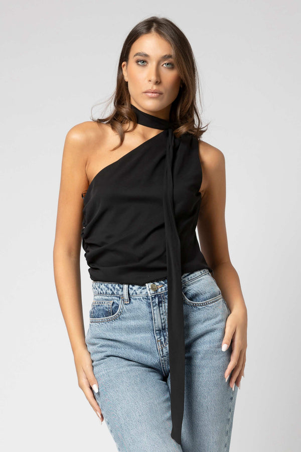 Blusa monospalla con nodo - Blouse JAPAX