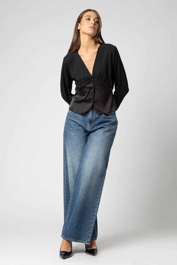 Blusa manga larga escote V - Blusa  YAMILAX