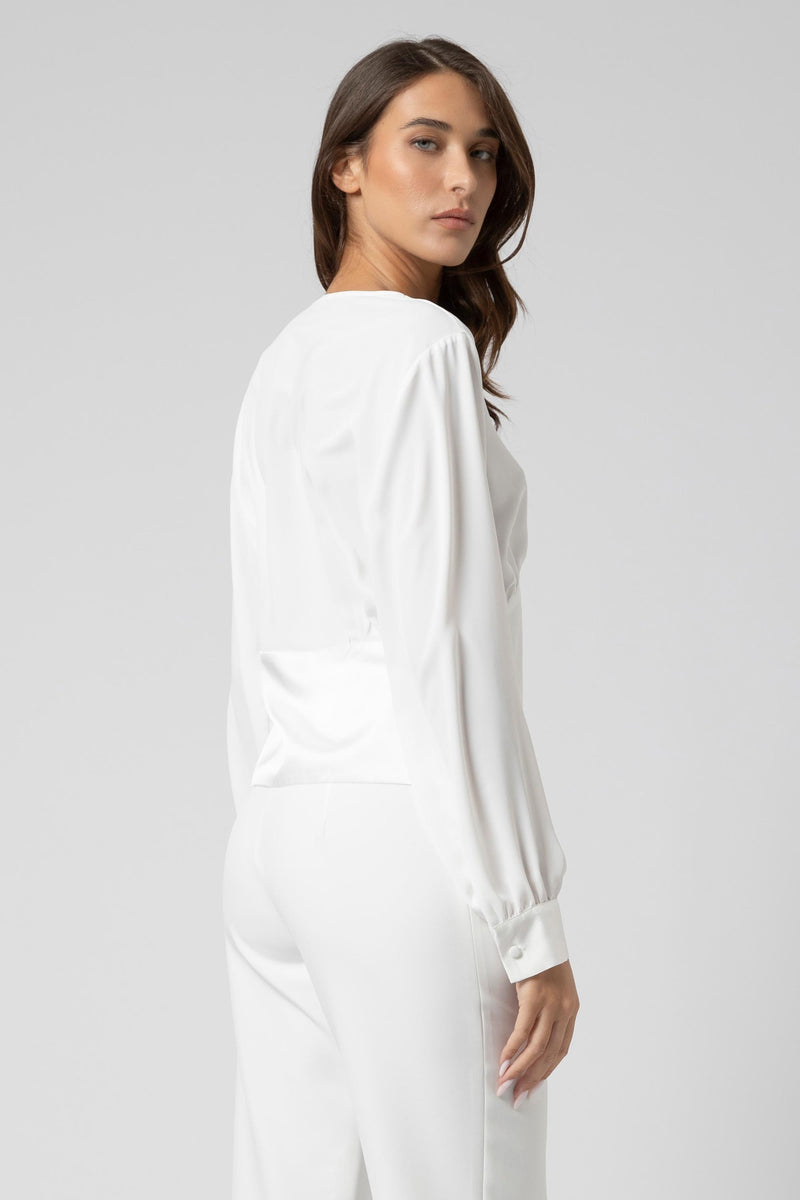 Blusa con scollo a V e bottoni in tessuto - Blouse YAMILAX