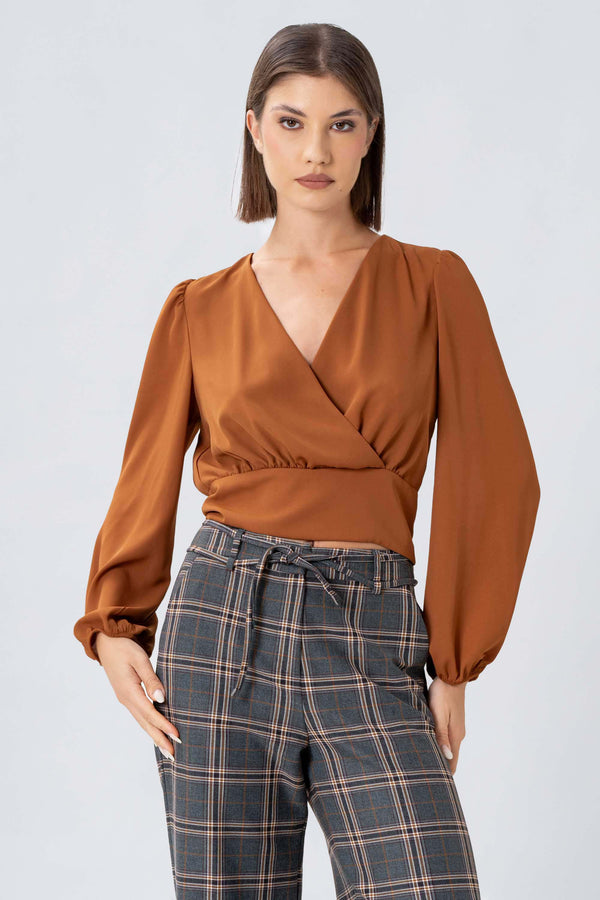 Chic dropped neck gathered blouse - WADYNX blouse