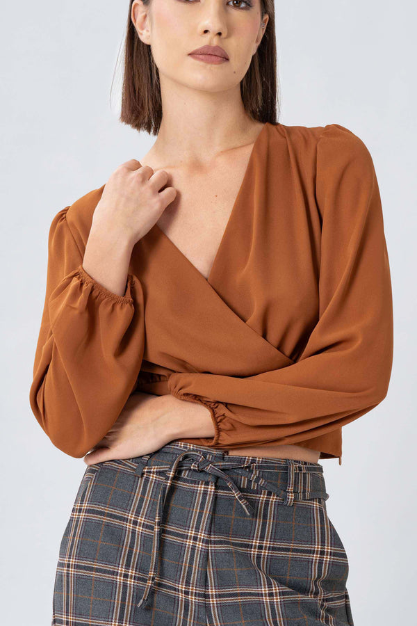 Chic dropped neck gathered blouse - WADYNX blouse