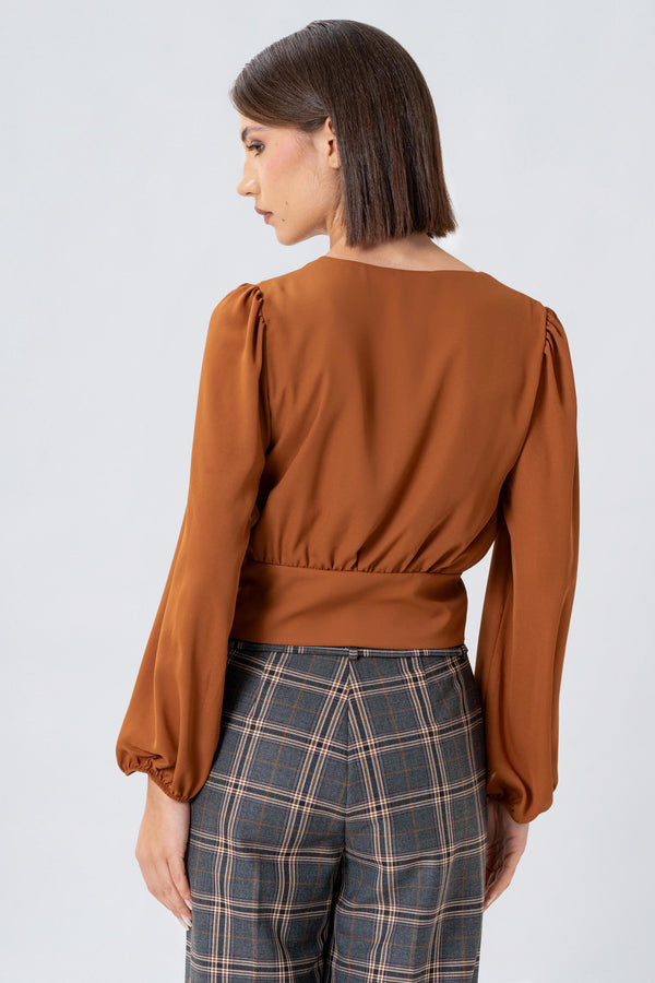Chic dropped neck gathered blouse - WADYNX blouse