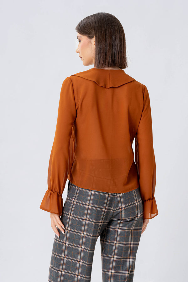 Blusa con volant e scollo a V - BLUSA  NOMINX