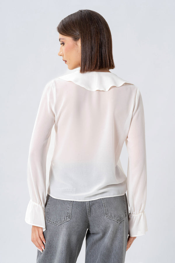 Blusa con volant e scollo a V - BLUSA  NOMINX