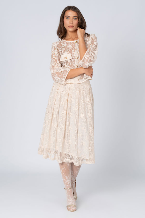 Blusa in pizzo con bottoni gioiello - Blusa  FARYX Kocca RTW