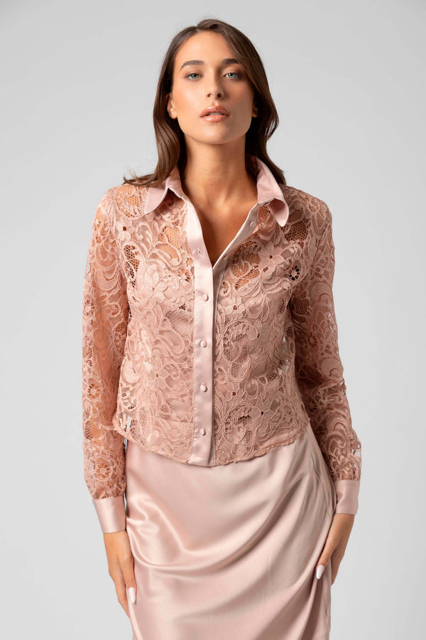 Chemise effet dentelle manches longues - Chemise SILVYEX