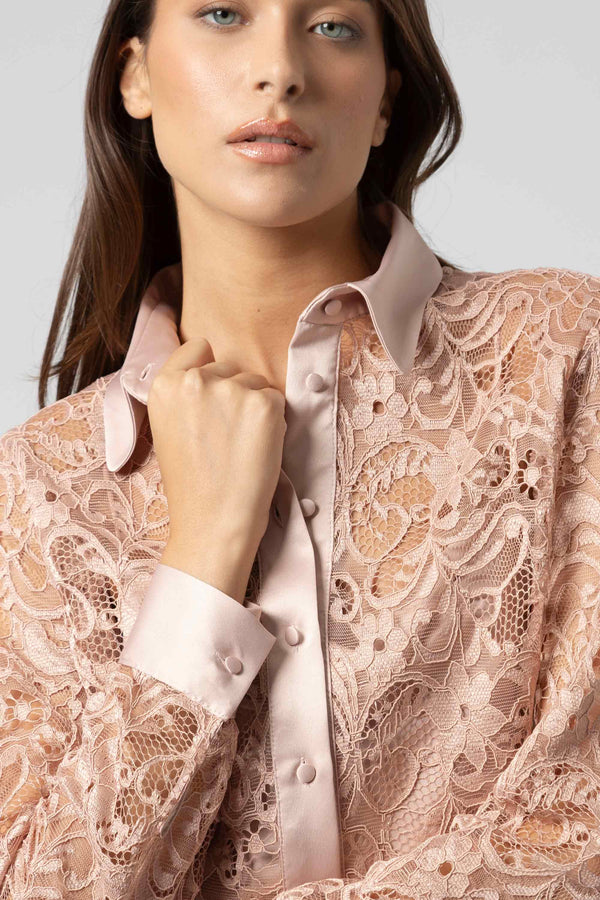 Chemise effet dentelle manches longues - Chemise SILVYEX