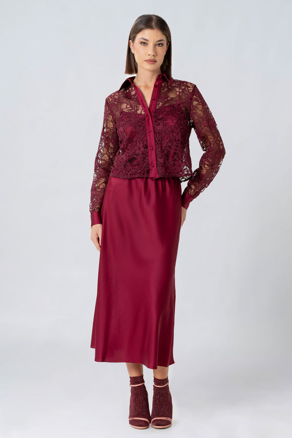 Camisa de encaje floral detalles satinados - Shirt SILVYEX