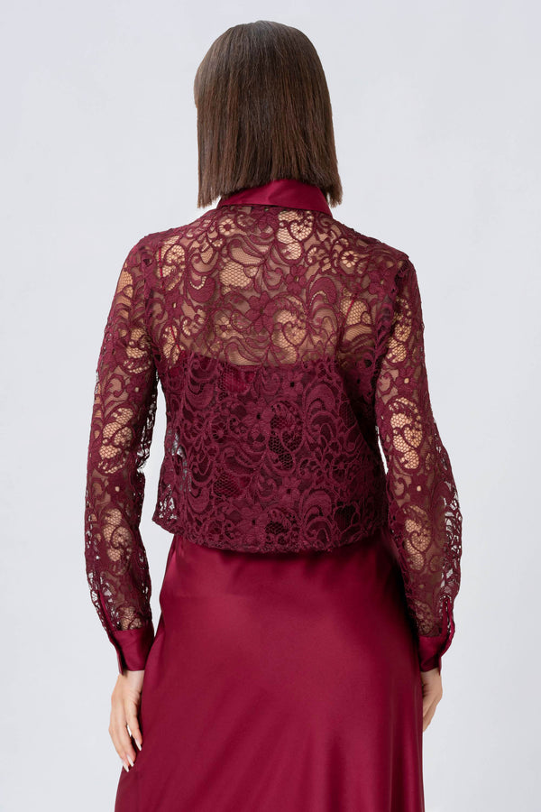 Camisa de encaje floral detalles satinados - Shirt SILVYEX