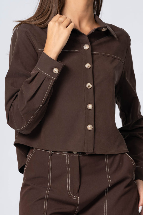 Camicia cropped con cuciture in contrasto - Camicia ZULIEXX