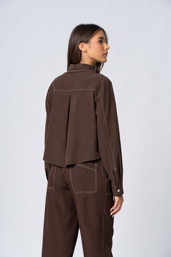 Camicia cropped con cuciture in contrasto - Camicia ZULIEXX