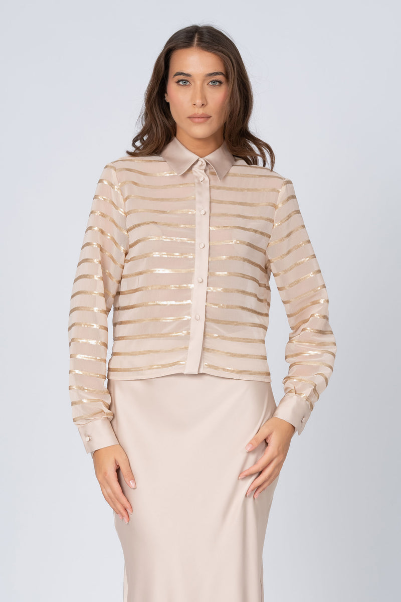 Camicia a righe con paillettes - Camicia HOHOX Kocca RTW