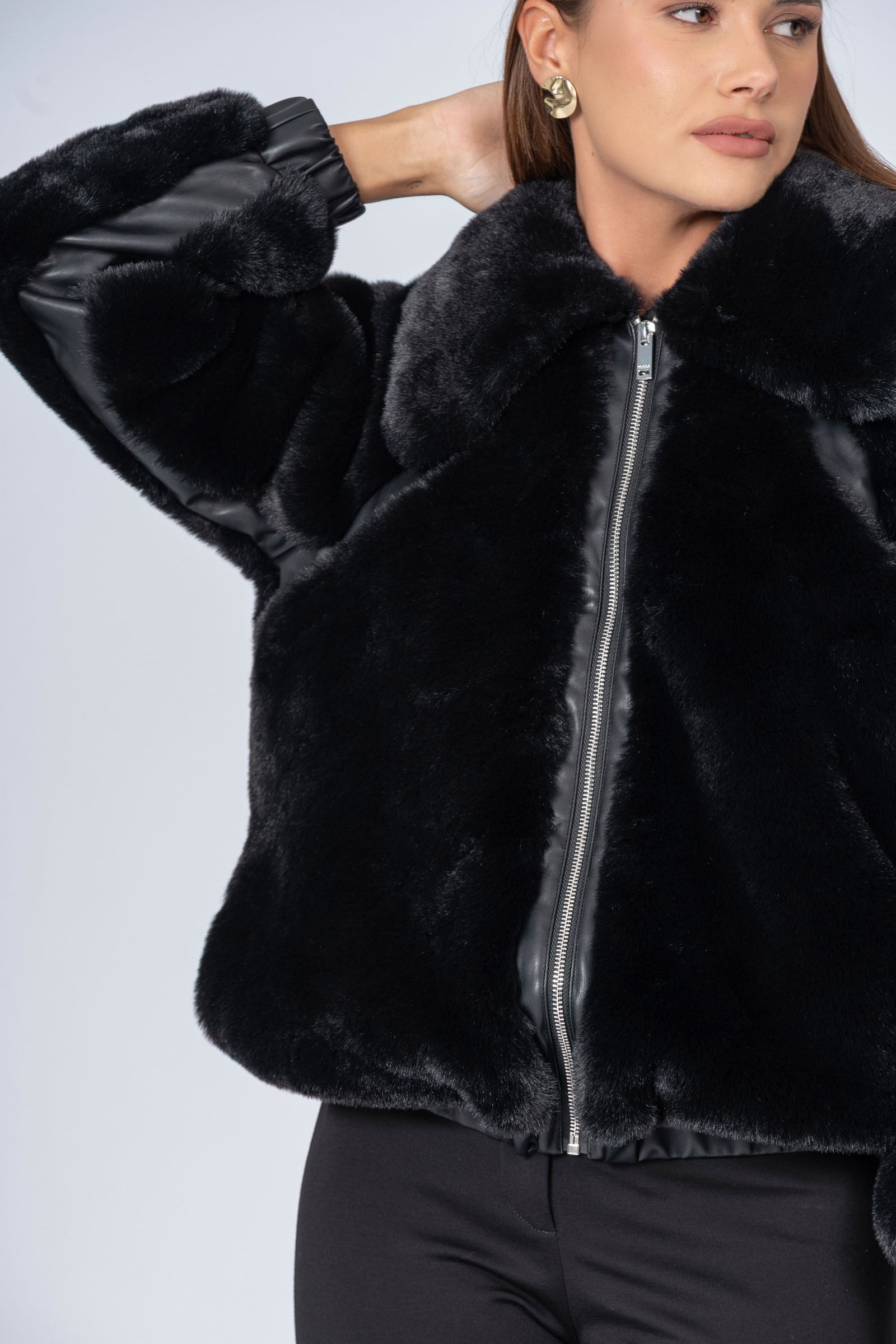 Elasticated faux fur short jacket - FLORIDAX FUR JACKET | Kocca
