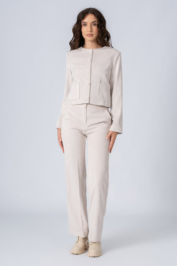 Collarless ribbed short jacket - Jacket VELUX
