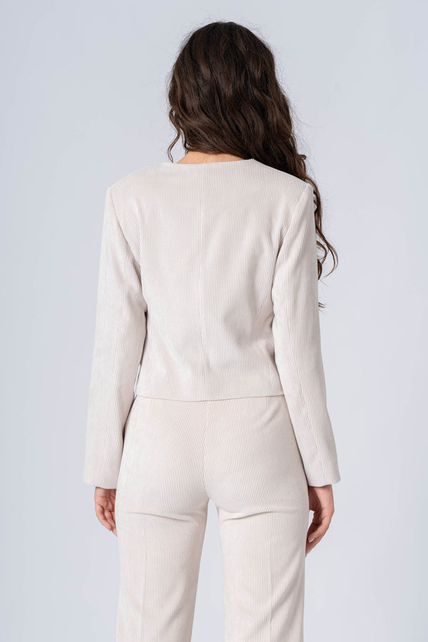 Collarless ribbed short jacket - Jacket VELUX