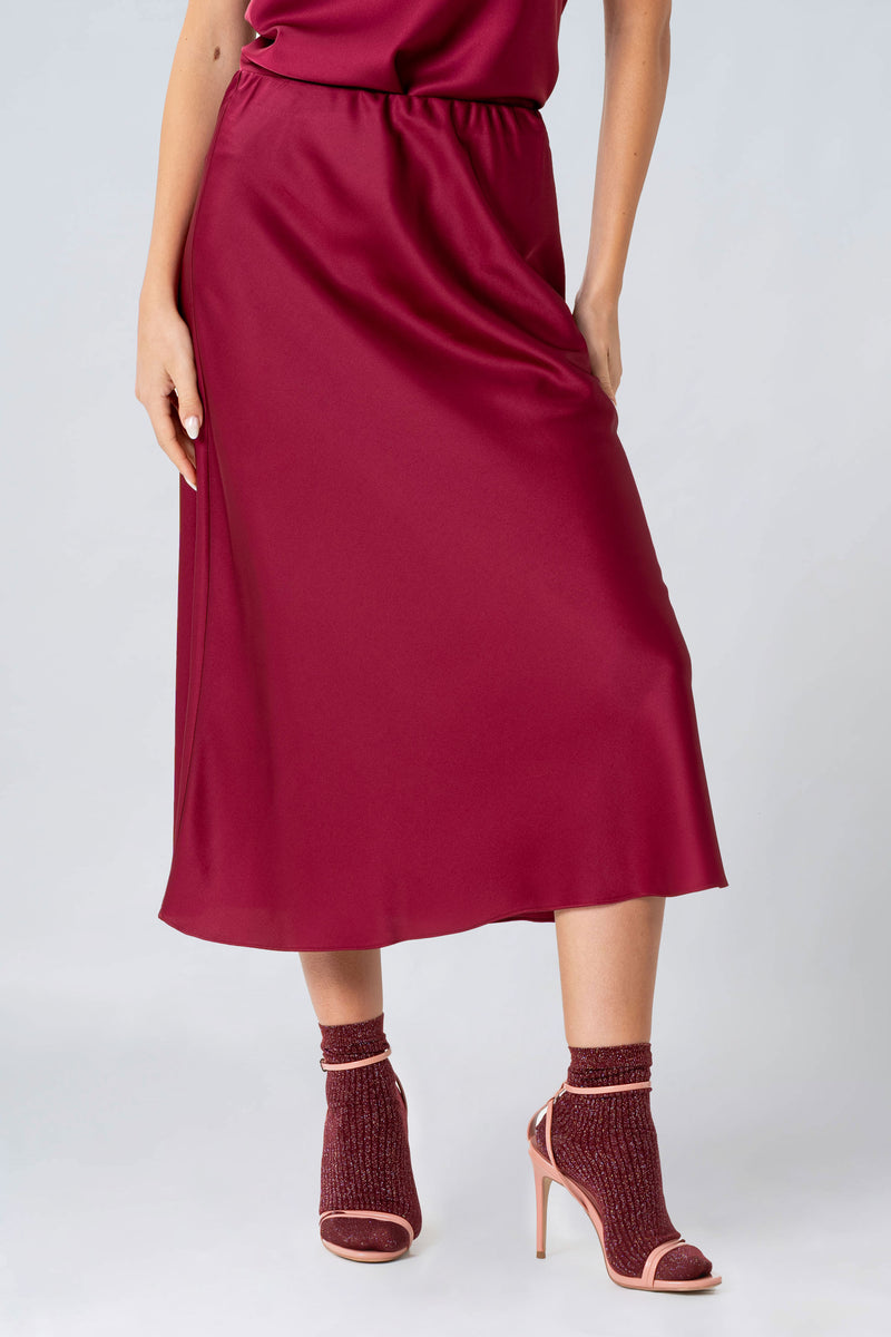 Falda midi satinada - Falda TRESX