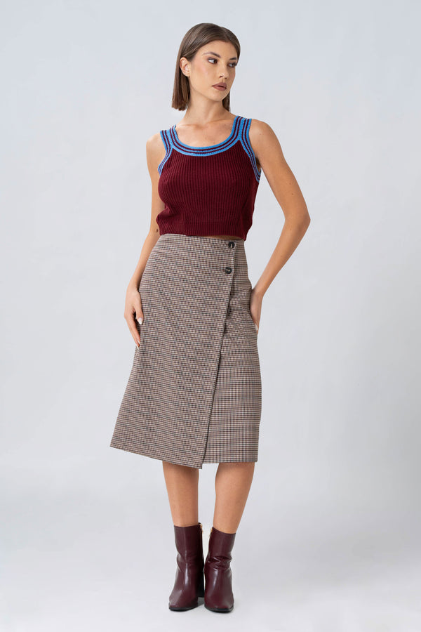 Falda midi de cuadros - Afuera BELKOSSX