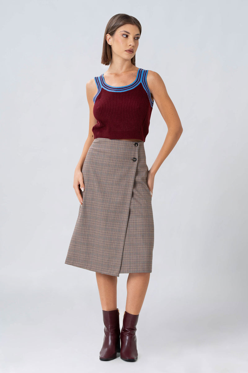 Falda midi de cuadros - Afuera BELKOSSX