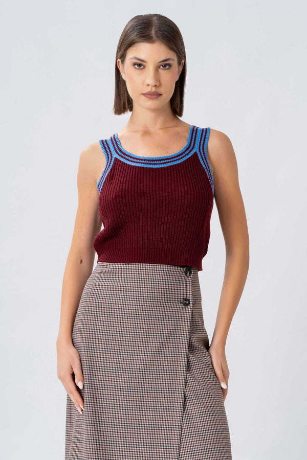 Stylish slim shouldered knitted top - QUINTAX knit top