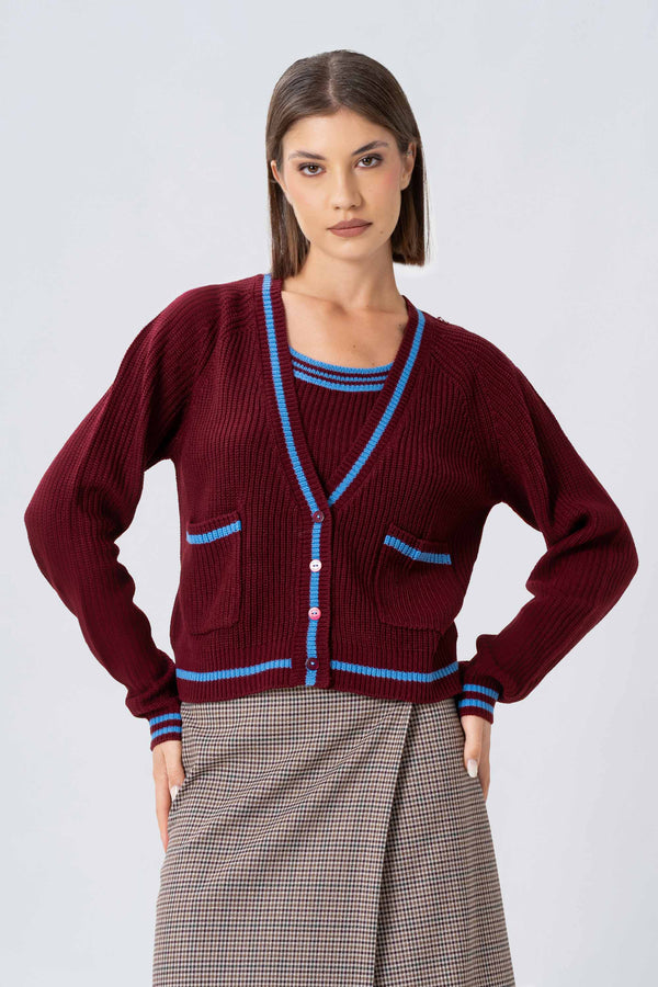 Chic twin tone cardigan sweater - POETAX cardigan sweater