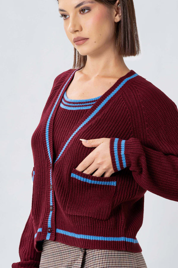 Chic twin tone cardigan sweater - POETAX cardigan sweater