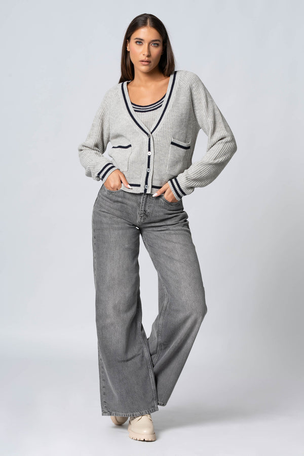 Cardigan con profili a contrasto - Maglia Cardigan M/L POETAX
