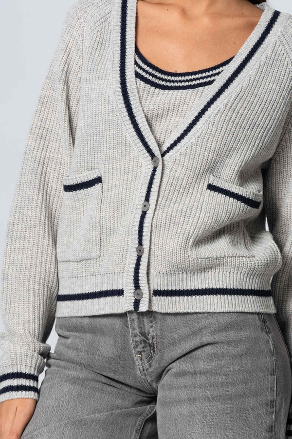 Cardigan con profili a contrasto - Maglia Cardigan M/L POETAX
