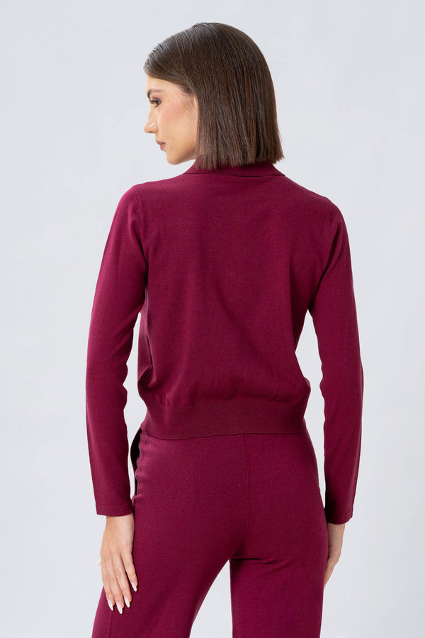 Soft colarred long sleeved sweater - VEAX sweater