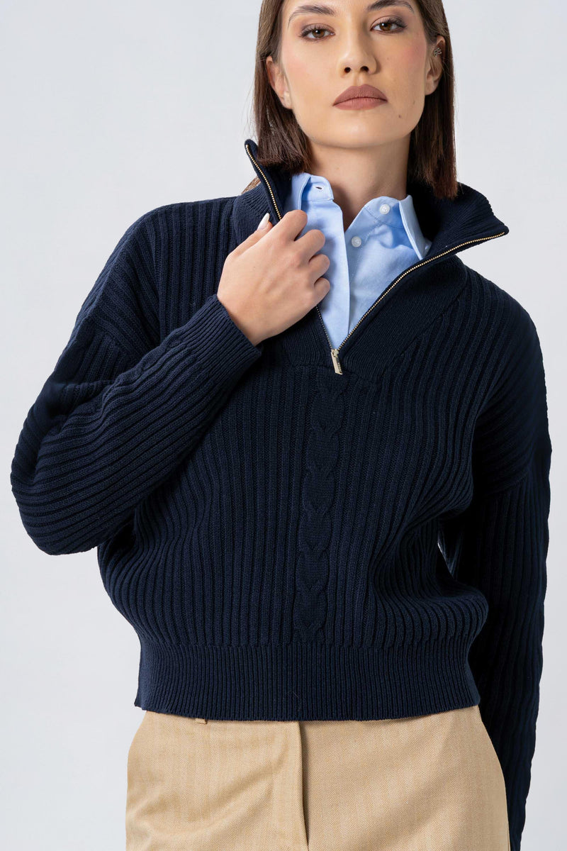 Jersey de cremallera con trenzado central Jersey ULIX