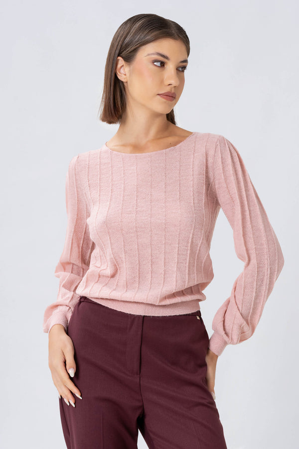 Maglia a coste con maniche balloon - MAGLIA M/L ELAINEX