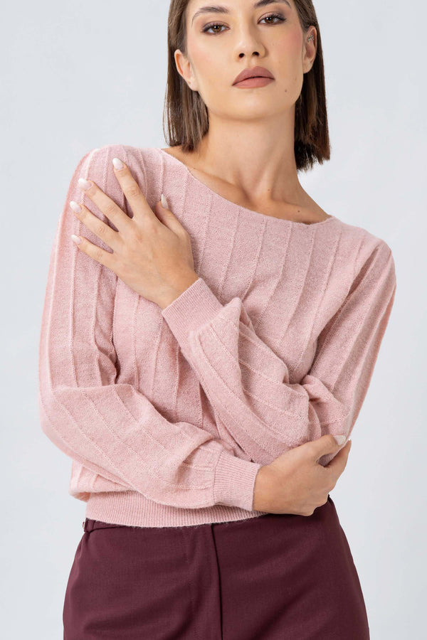 Maglia a coste con maniche balloon - MAGLIA M/L ELAINEX