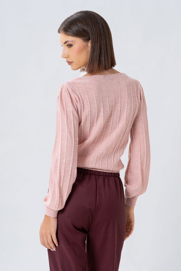 Maglia a coste con maniche balloon - MAGLIA M/L ELAINEX