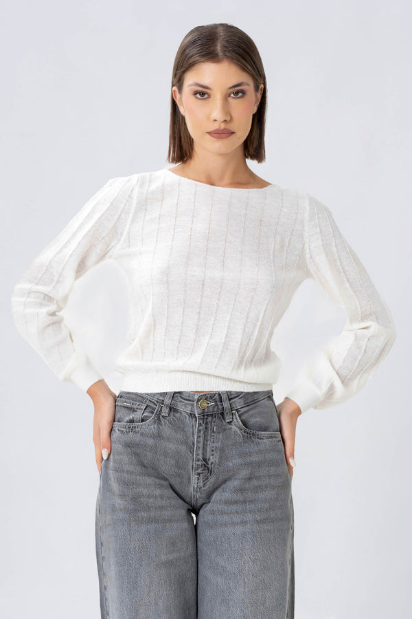 Maglia a coste con maniche balloon - MAGLIA M/L ELAINEX