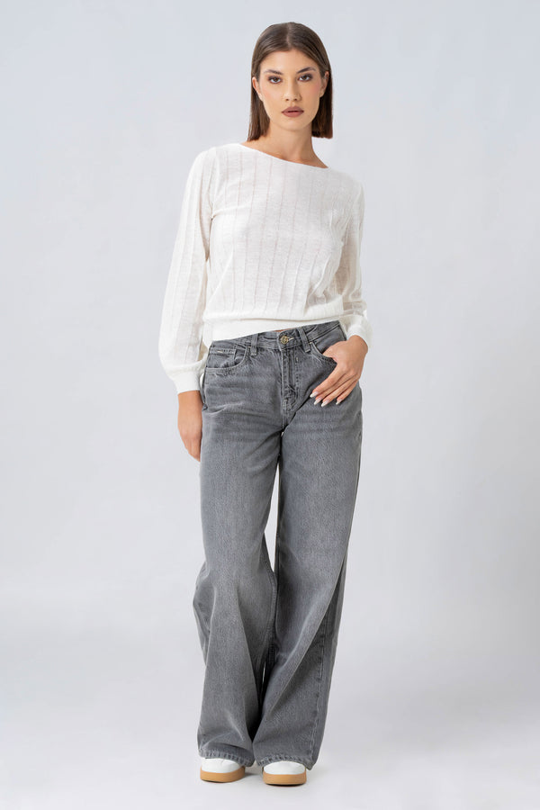 Maglia a coste con maniche balloon - MAGLIA M/L ELAINEX