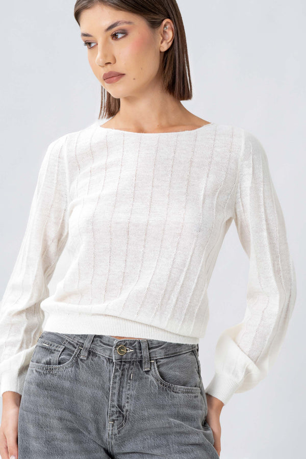 Maglia a coste con maniche balloon - MAGLIA M/L ELAINEX