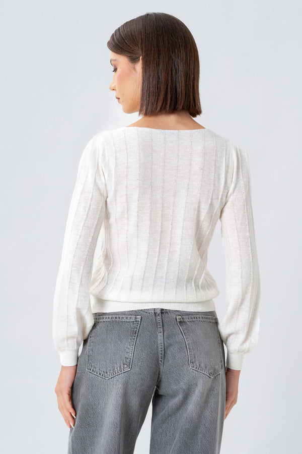 Maglia a coste con maniche balloon - MAGLIA M/L ELAINEX