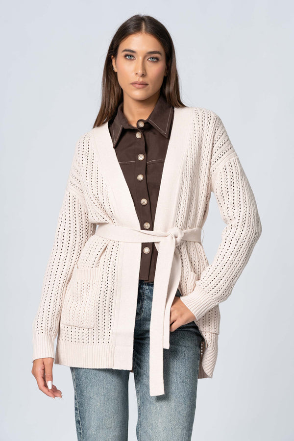 Maglia cardigan con cintura - Maglia Cardigan M/L JUANITAX