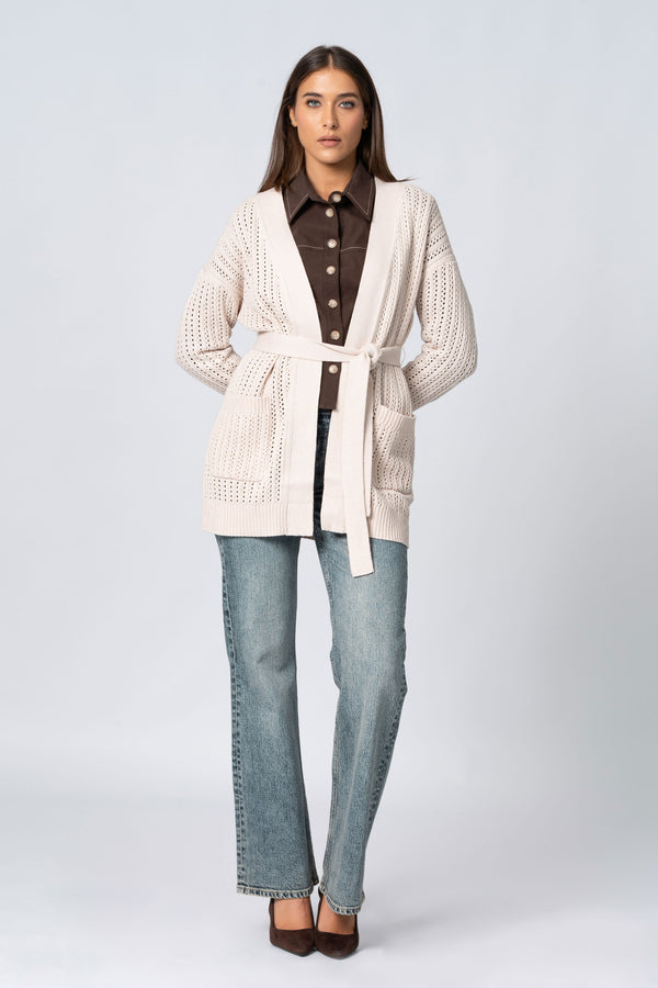 Maglia cardigan con cintura - Maglia Cardigan M/L JUANITAX