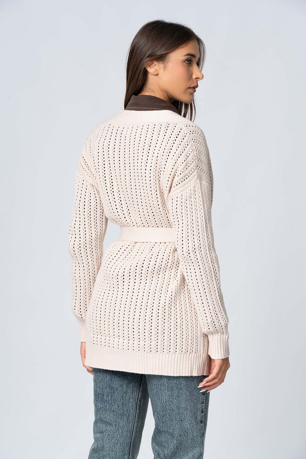 Maglia cardigan con cintura - Maglia Cardigan M/L JUANITAX
