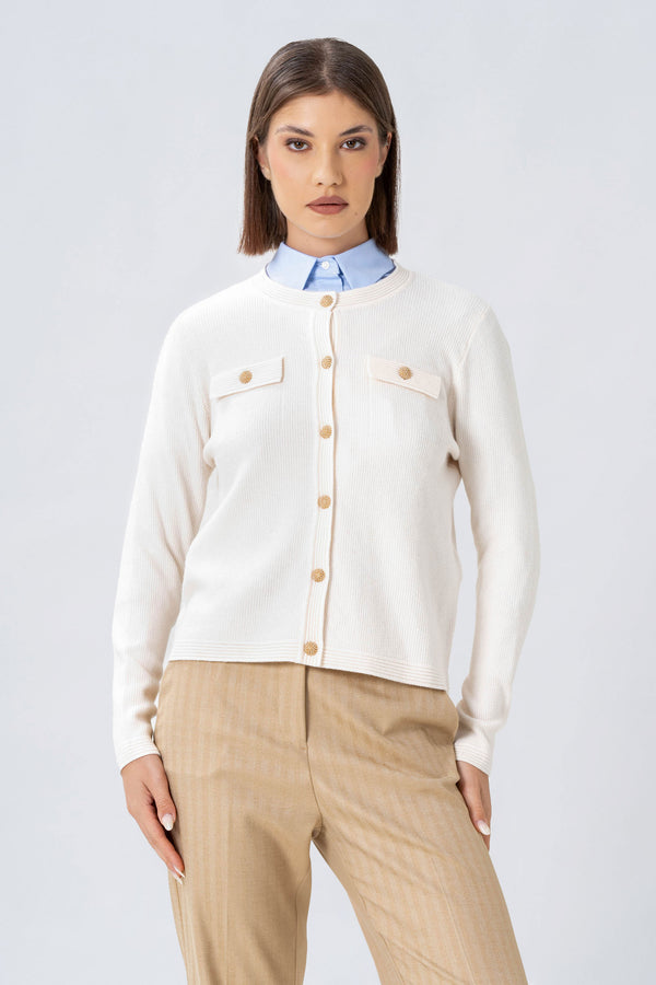 Maglia cardigan con bottoni dorati - MAGLIA CARDIGAN M/L FLORENZAX