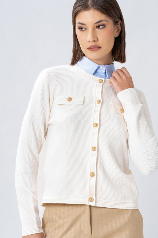 Maglia cardigan con bottoni dorati - MAGLIA CARDIGAN M/L FLORENZAX