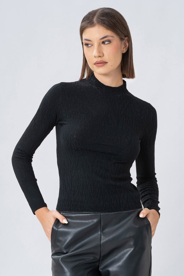 Maglia a collo alto con lavorazione jaquard - MAGLIA M/L ELISEEX