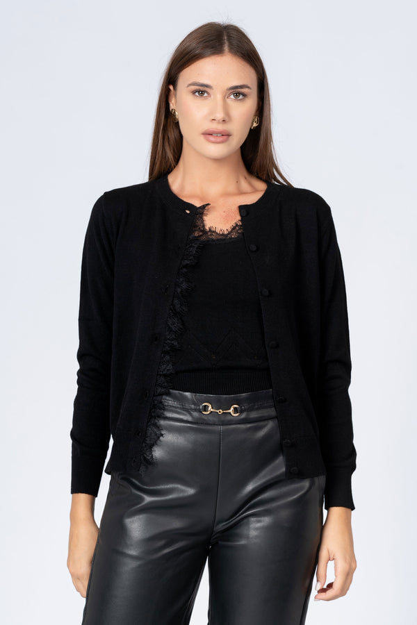 Maglia cardigan con dettaglio in pizzo - MAGLIA M/L KLIZIAX