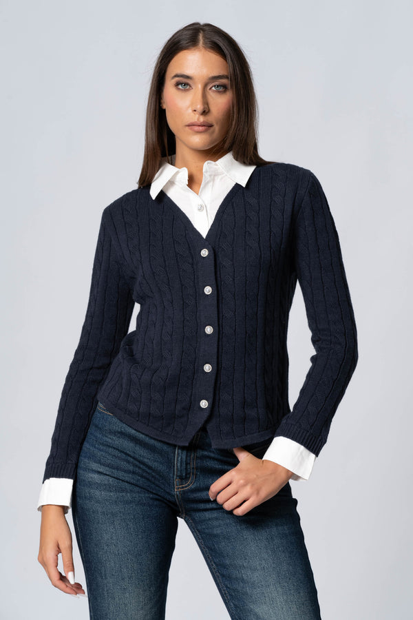 Maglia cardigan con camicia - Maglia Cardigan M/L+Camicia JAKINDAX