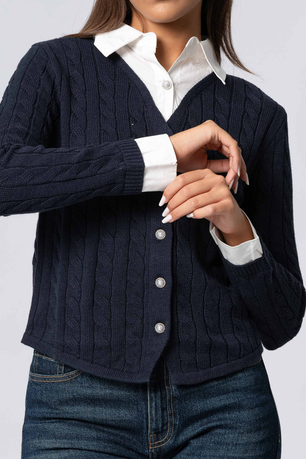 Maglia cardigan con camicia - Maglia Cardigan M/L+Camicia JAKINDAX